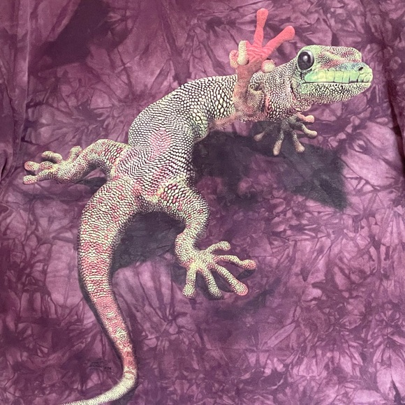 The Mountain 3D Gecko Peace Out Purple Tie Dyed T Shirt Adult size 2XL - Picture 4 of 7